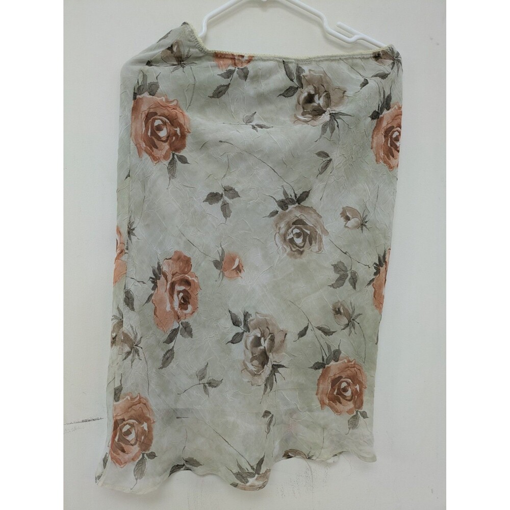 Sugarcane Floral Maxi Skirt M Boho Peasant Elastic Waist Long Light Green